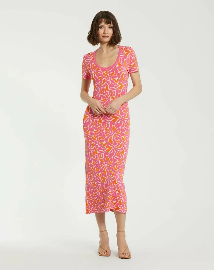 Women Every Day Dresses Mac Duggal Short Sleeve Scoop Neck Floral Knit Maxi Dress 8211 FINAL SALE Hot Pink Multi Women Every Day Dresses Mac Duggal Short Sleeve Scoop Neck Floral Knit Maxi Dress 8211 FINAL SALE Hot Pink Multi