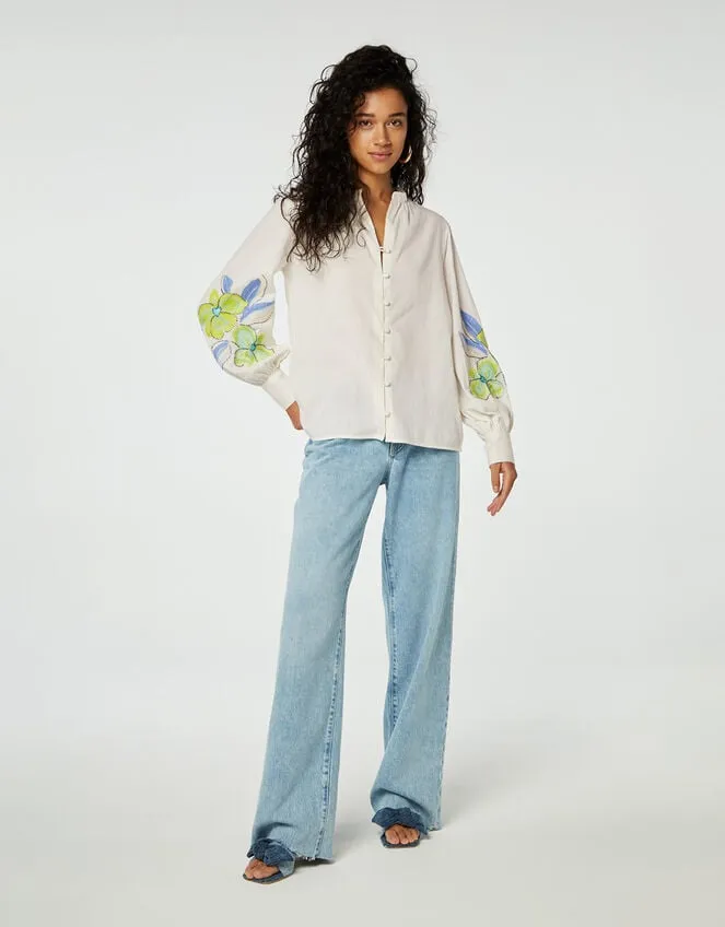 Women Fabienne Chapot Floral Embellished Blouse Ivory Monsoon Tops and Blouses