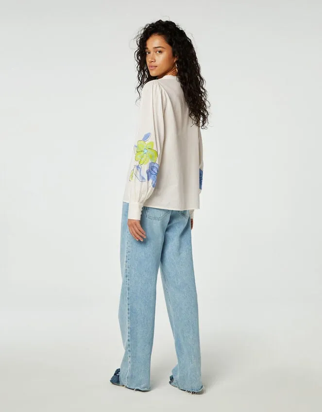 Women Fabienne Chapot Floral Embellished Blouse Ivory Monsoon Tops and Blouses