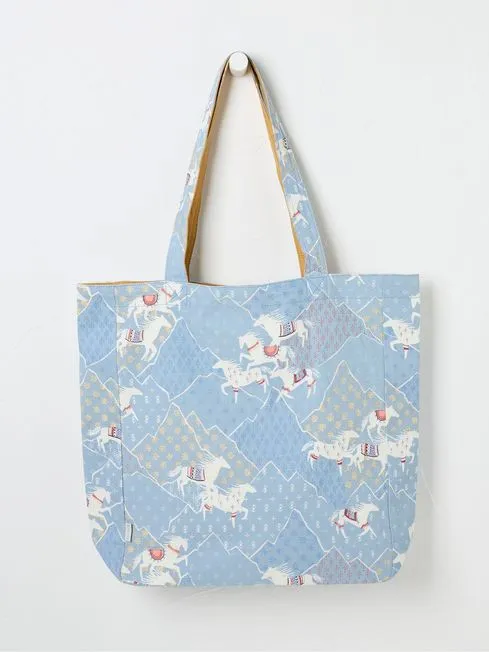 Women Fatface Bags and Wallets Blue Reversible Tote Bag