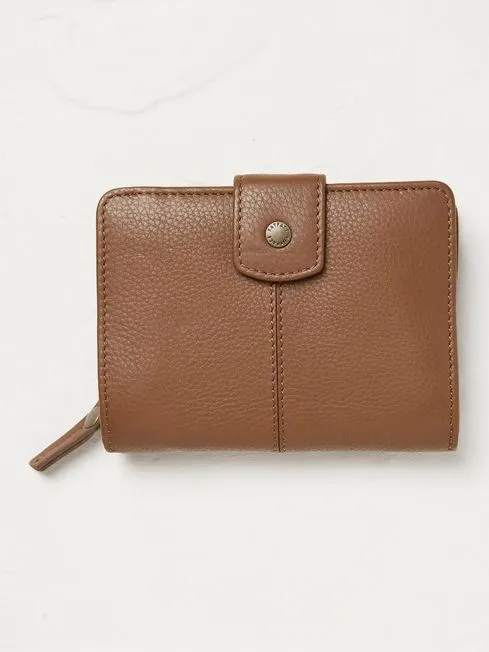 Women Fatface Bags and Wallets Etta Tan Brown Leather Zip Purse