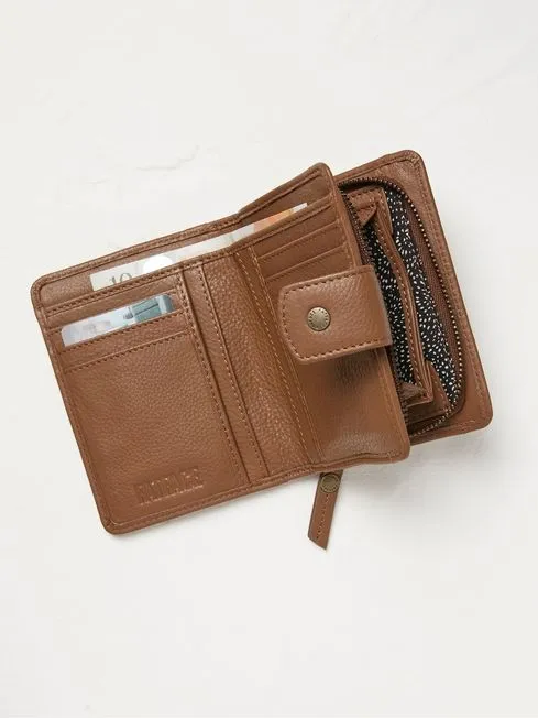 Women Fatface Bags and Wallets Etta Tan Brown Leather Zip Purse