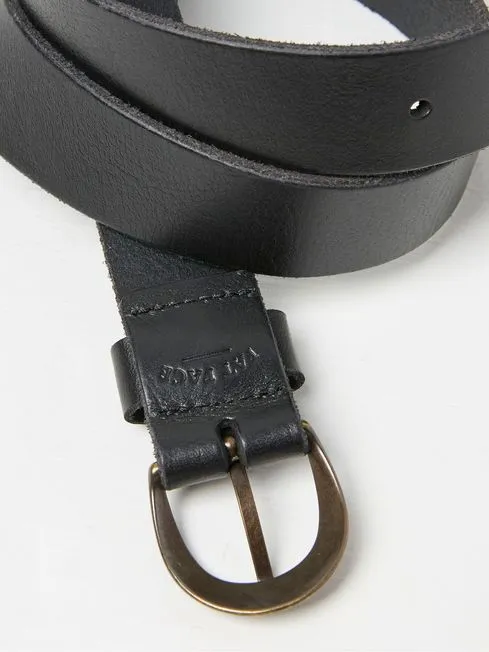Women Fatface Belts Black Leather Jean Belt