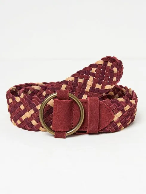 Women Fatface Belts Red Multi Weave Belt