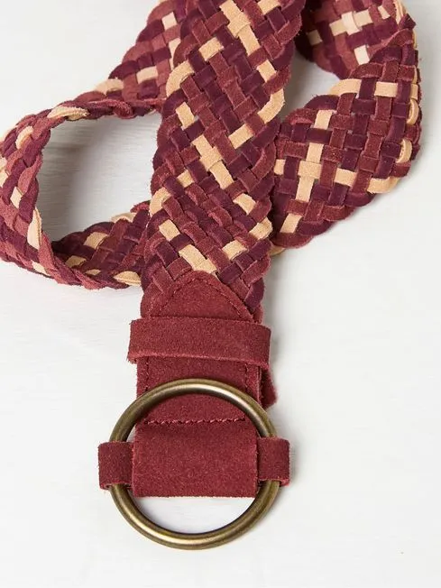 Women Fatface Belts Red Multi Weave Belt