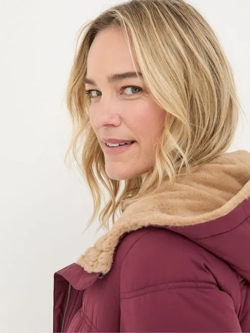 Women Fatface Coats and Jackets Lara Red Lara Puffer Coat