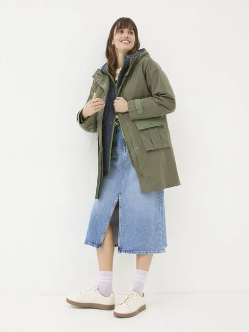 Women Fatface Coats and Jackets Mira Green Multiway Parka