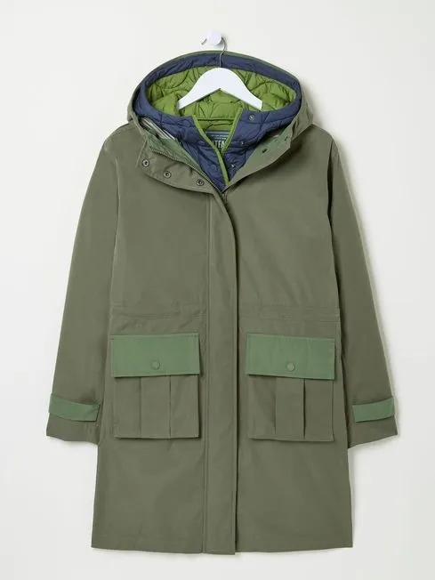 Women Fatface Coats and Jackets Mira Green Multiway Parka