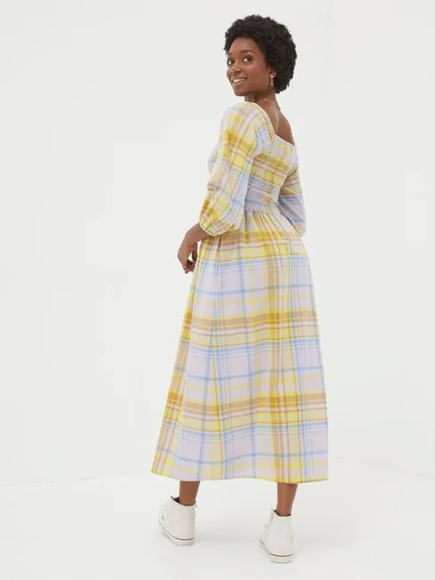 Women Fatface Dresses Adele Yellow Midi Dress With Linen Women Fatface Dresses Adele Yellow Midi Dress With Linen