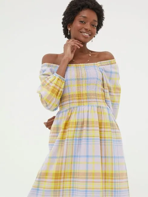 Women Fatface Dresses Adele Yellow Midi Dress With Linen Women Fatface Dresses Adele Yellow Midi Dress With Linen