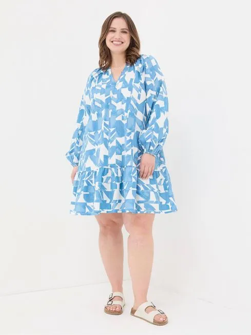 Women Fatface Dresses Amy Blue Med Geo Dress