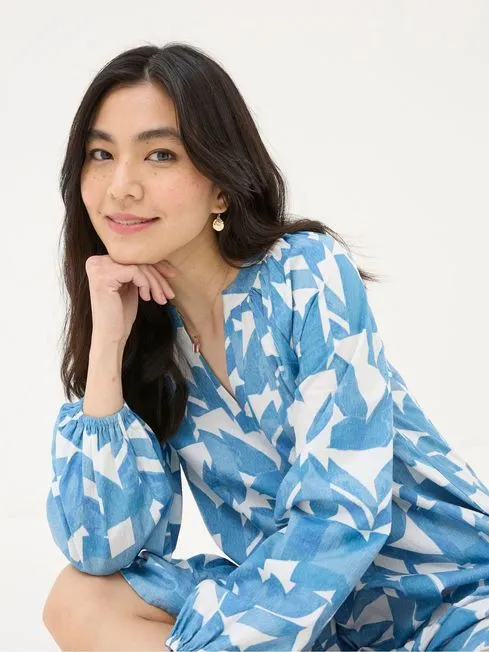 Women Fatface Dresses Amy Blue Med Geo Dress