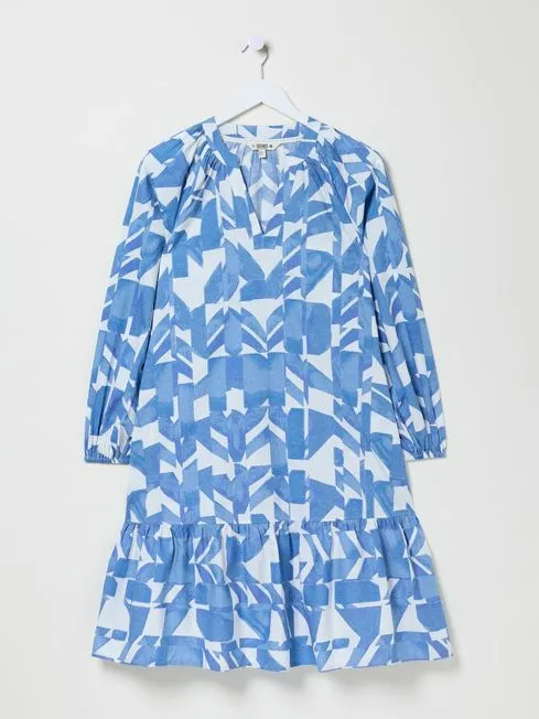 Women Fatface Dresses Amy Blue Med Geo Dress
