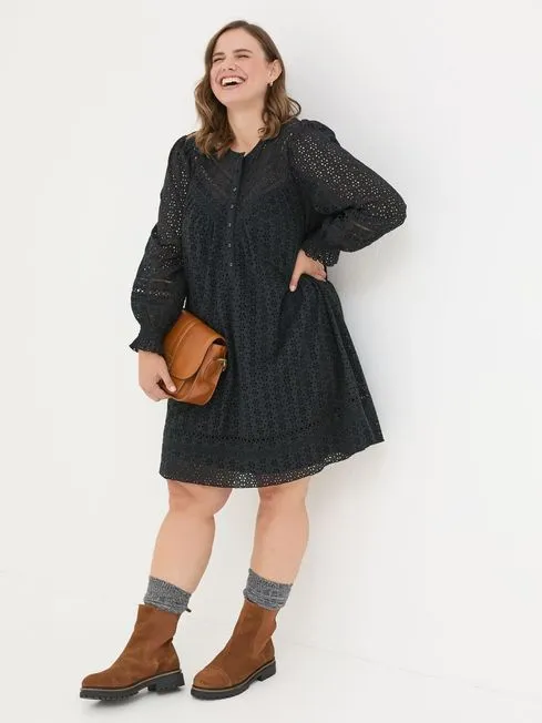 Women Fatface Dresses Black 100 Cotton Brody Detail Dress Women Fatface Dresses Black 100 Cotton Brody Detail Dress