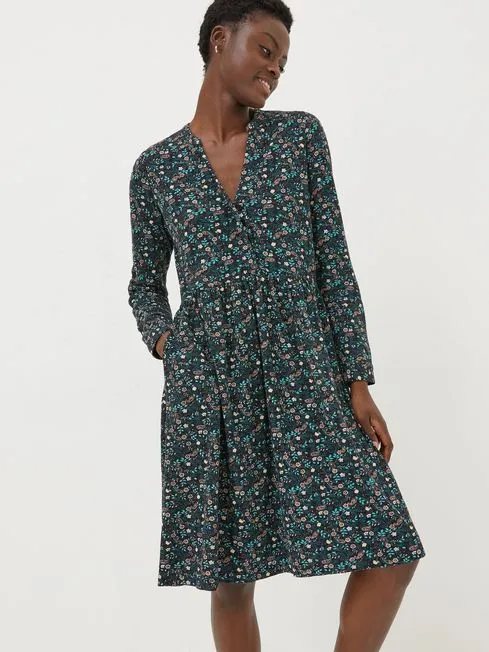 Women Fatface Dresses Black Elsie Evergreen Jersey Dress