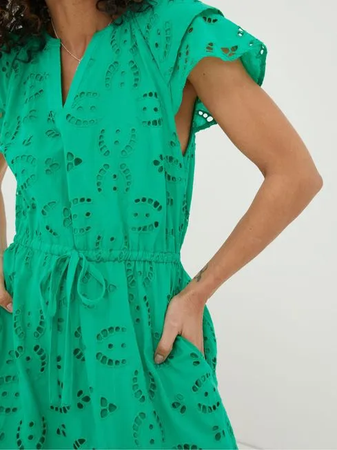 Women Fatface Dresses Green Brady Broderie Dress Women Fatface Dresses Green Brady Broderie Dress