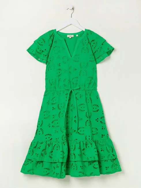 Women Fatface Dresses Green Brady Broderie Dress Women Fatface Dresses Green Brady Broderie Dress