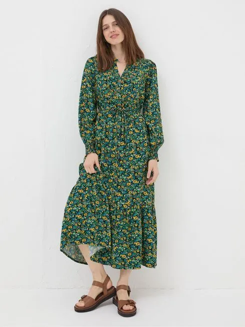 Women Fatface Dresses Green Spring Floral Maxi Dress