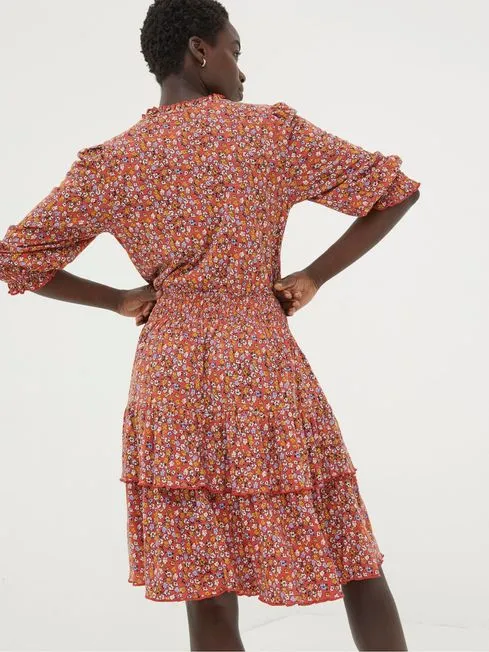 Women Fatface Dresses Red Gradient Floral Jersey Dress Women Fatface Dresses Red Gradient Floral Jersey Dress