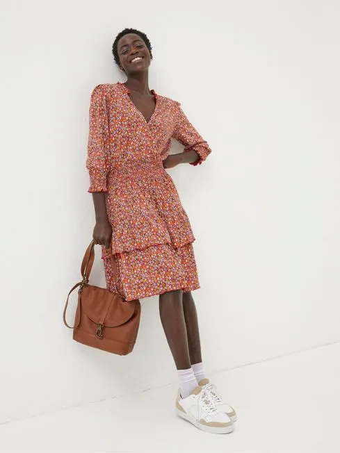 Women Fatface Dresses Red Gradient Floral Jersey Dress Women Fatface Dresses Red Gradient Floral Jersey Dress