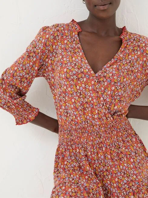 Women Fatface Dresses Red Gradient Floral Jersey Dress Women Fatface Dresses Red Gradient Floral Jersey Dress