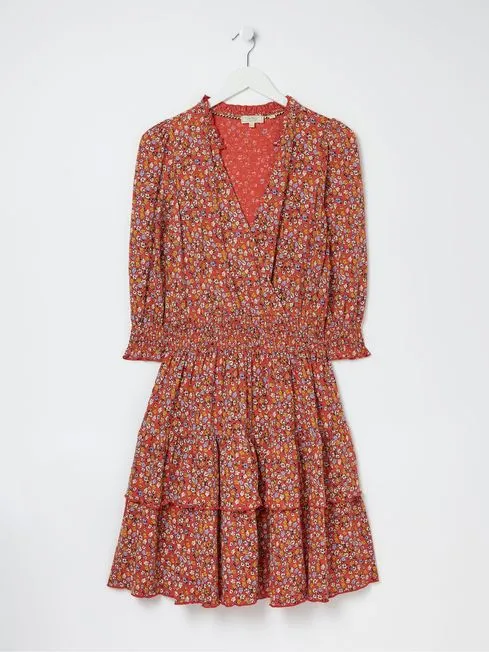 Women Fatface Dresses Red Gradient Floral Jersey Dress Women Fatface Dresses Red Gradient Floral Jersey Dress
