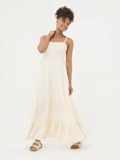 Women Fatface Dresses Yellow Med Moments Stripe Beach Dress