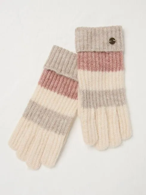 Women Fatface Gloves Natural Colourblock Gloves