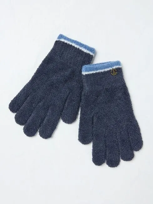 Women Fatface Gloves Navy Chenille Gloves