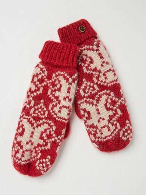 Women Fatface Gloves Red Gingerbread Mittens