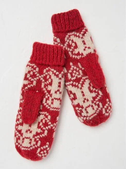 Women Fatface Gloves Red Gingerbread Mittens Women Fatface Gloves Red Gingerbread Mittens