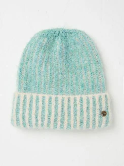 Women Fatface Hats Green Haze Plaited Beanie
