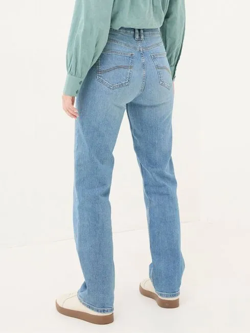 Women Fatface Jeans Carmel Light Vintage Blue Comfort Straight Jeans