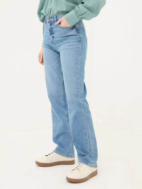 Women Fatface Jeans Carmel Light Vintage Blue Comfort Straight Jeans