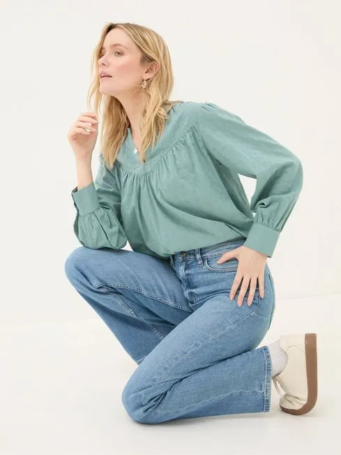 Women Fatface Jeans Carmel Light Vintage Blue Comfort Straight Jeans