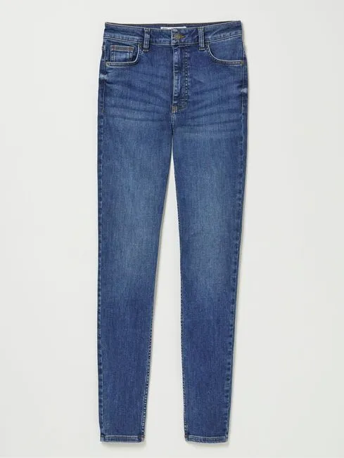 Women Fatface Jeans Harlow Dark Vintage Blue Highwaist Skinny Jeans