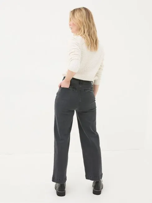 Women Fatface Jeans Keswick Grey Wide Leg Crop Jeans