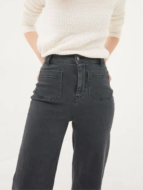 Women Fatface Jeans Keswick Grey Wide Leg Crop Jeans