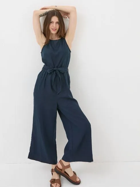 Women Fatface Jumpsuits and Playsuits Liz Blue Linen Jumpsuit