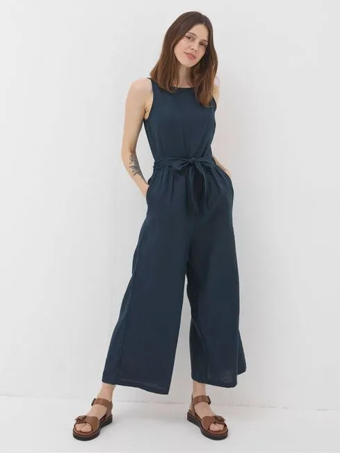 Women Fatface Jumpsuits and Playsuits Liz Blue Linen Jumpsuit