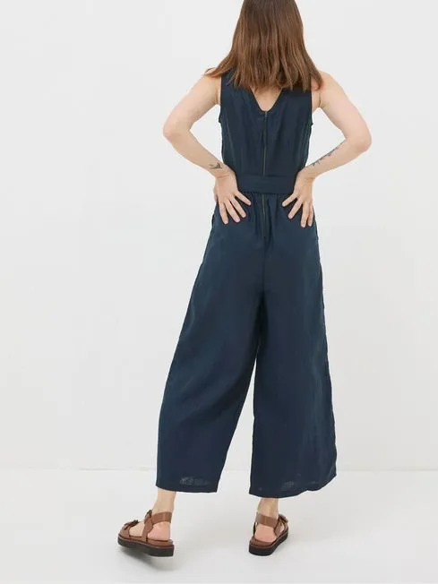 Women Fatface Jumpsuits and Playsuits Liz Blue Linen Jumpsuit