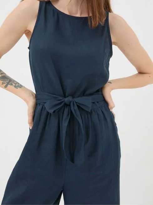 Women Fatface Jumpsuits and Playsuits Liz Blue Linen Jumpsuit