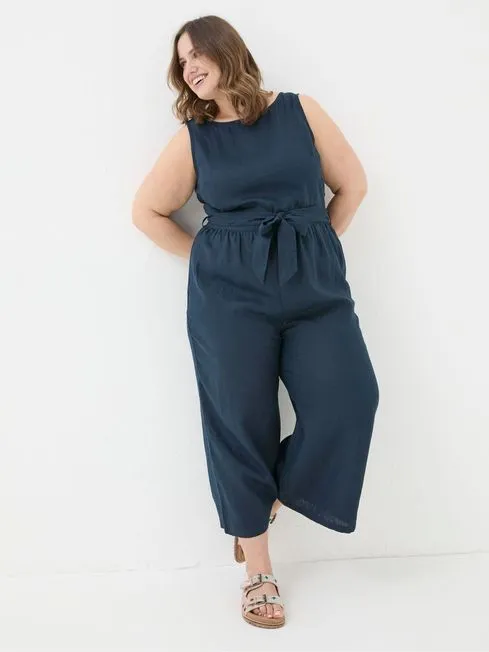 Women Fatface Jumpsuits and Playsuits Liz Blue Linen Jumpsuit