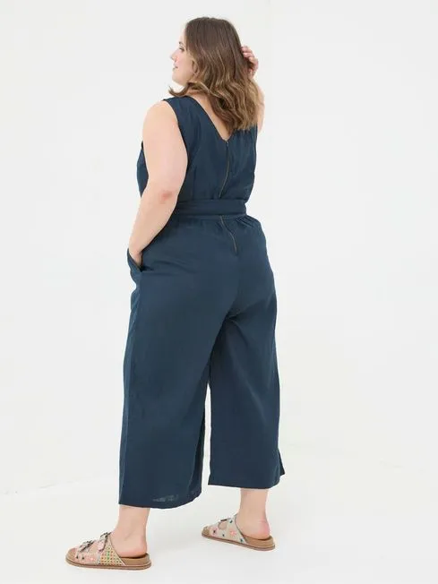 Women Fatface Jumpsuits and Playsuits Liz Blue Linen Jumpsuit