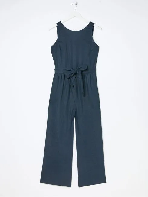 Women Fatface Jumpsuits and Playsuits Liz Blue Linen Jumpsuit
