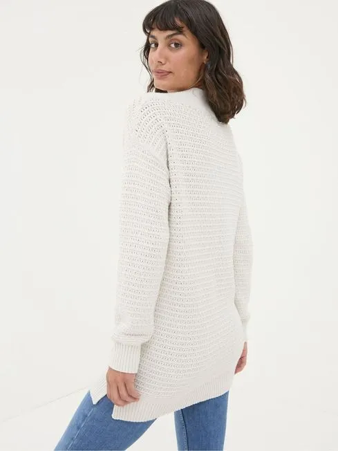 Women Fatface Knitwear Fernlea Cream Tunic Jumper