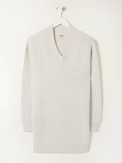 Women Fatface Knitwear Fernlea Cream Tunic Jumper