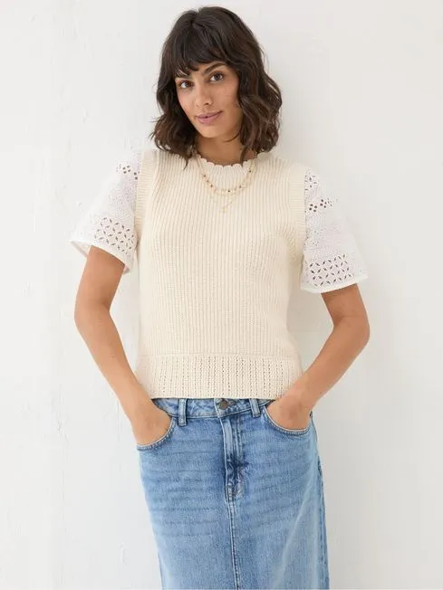 Women Fatface Knitwear Ivory Lia 2 In 1 Tank