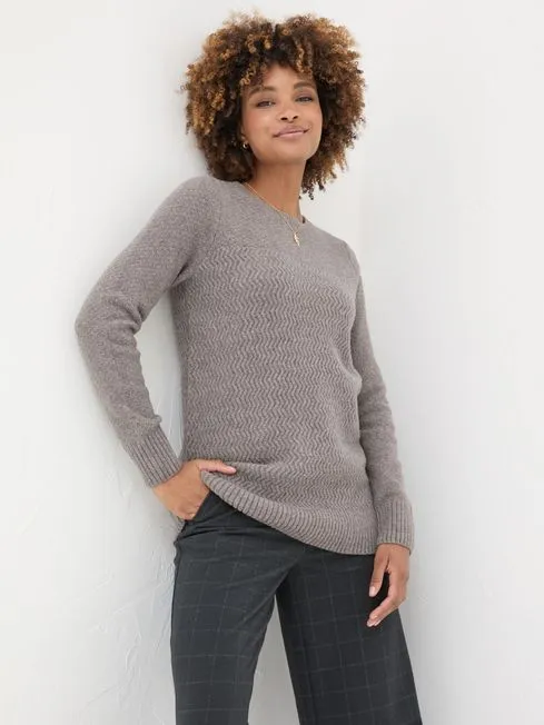 Women Fatface Knitwear Light Brown Amelia Tunic