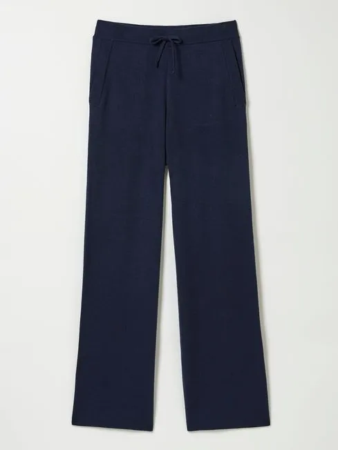 Women Fatface Loungewear Knitted Blue Navy Lounge Wide Leg Joggers